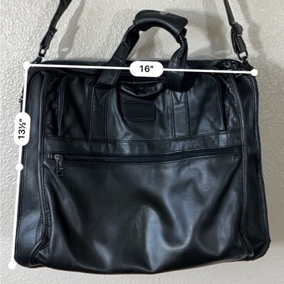 Tumi Black Leather Expandable Padded Laptop Briefcase Messenger Bag - Picture 8 of 12